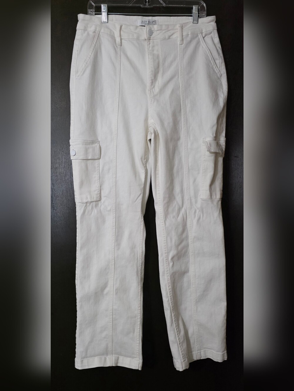 Judy Blue White Cargo Utility Straight Leg Pant/Jeans Size 13/31 JB88796 - Picture 4 of 11